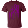 Image of Alzheimer's Awareness USA Flag, Purple Ribbon and Dove shirt