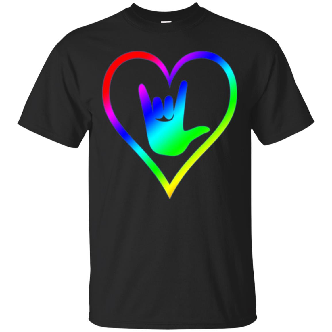 American Sign Language Tshirt I love you - Rainbow - Pride