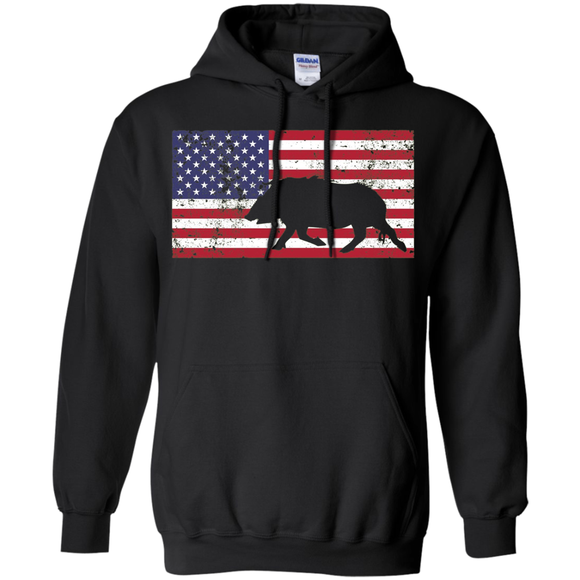 American Flag Patriotic Wild Feral Pig Hunting T-Shirt USA