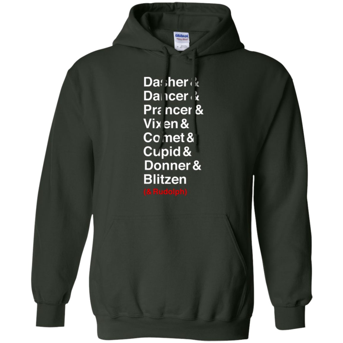 Santa's Reindeer roll call list Christmas shirt.
