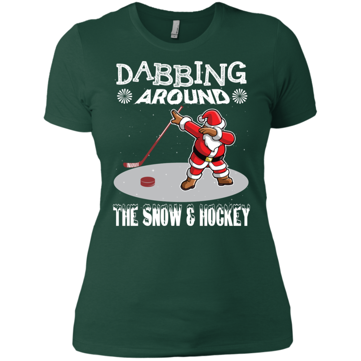 Santa Dabbing Around The Snow & Playing Hockey Fun Shirt
