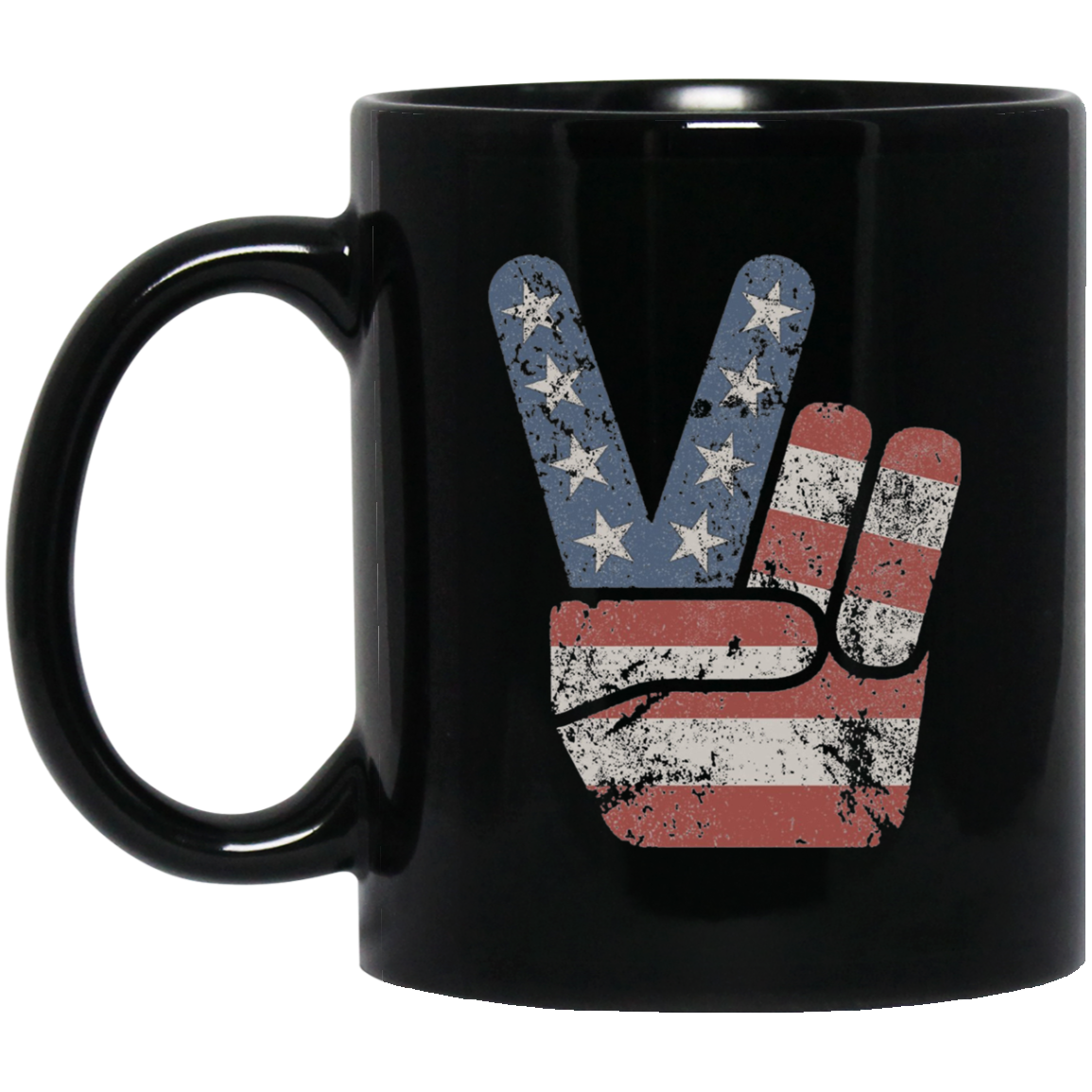 4th of July Vintage American Flag Big Peace Sign T-Shirt