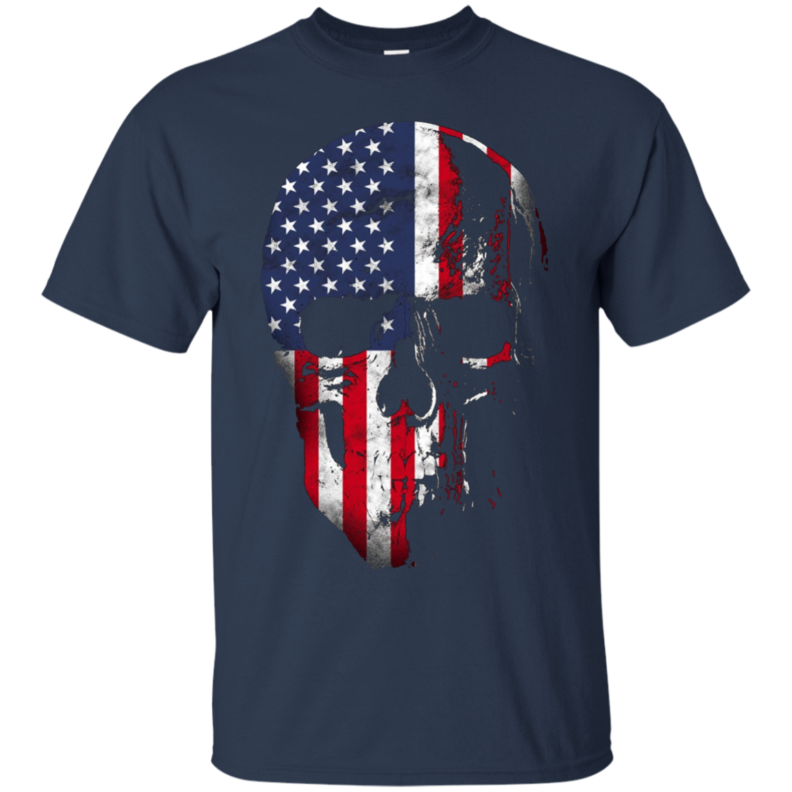 American Flag Skull Patriotic 4th of July T-Shirt