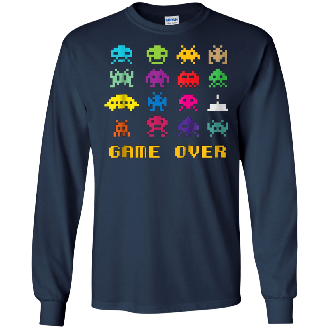 "Game Over" retro alien invaders tshirt 80s 8-bit video game