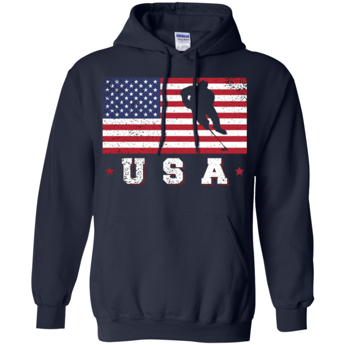 American USA Flag Ice Hockey T-Shirt Patriotic Sports Gift
