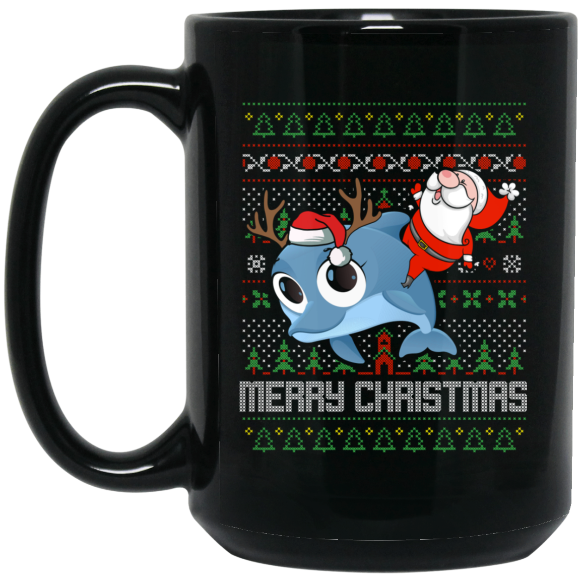 Santa Riding Dolphin Merry Xmas Gift Tshirt