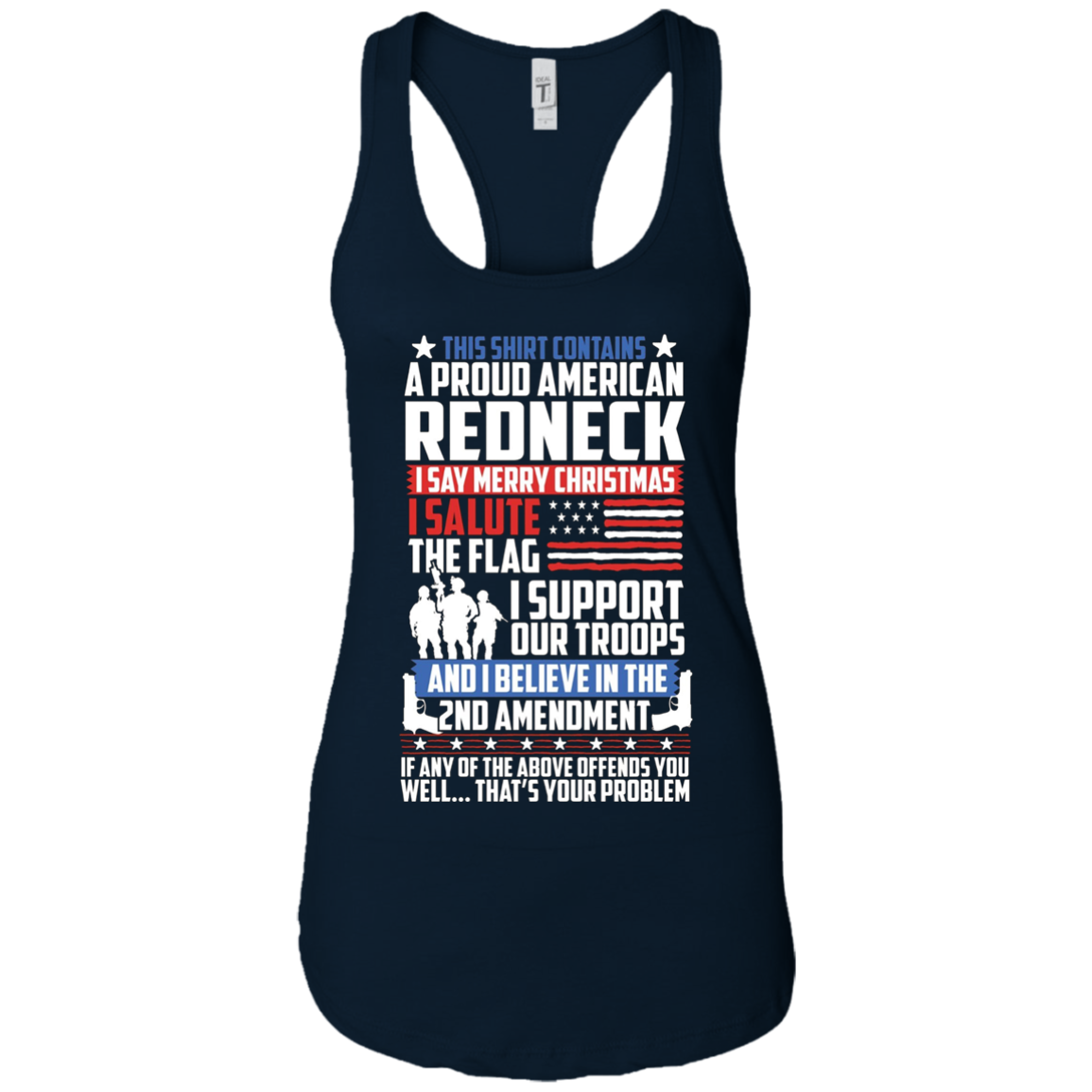 A Proud American Redneck Support Guns Troops Flag T Shirt