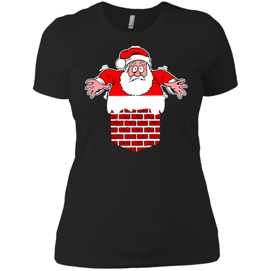 Santa Stuck In Chimney Christmas Pocket T Shirt Gift