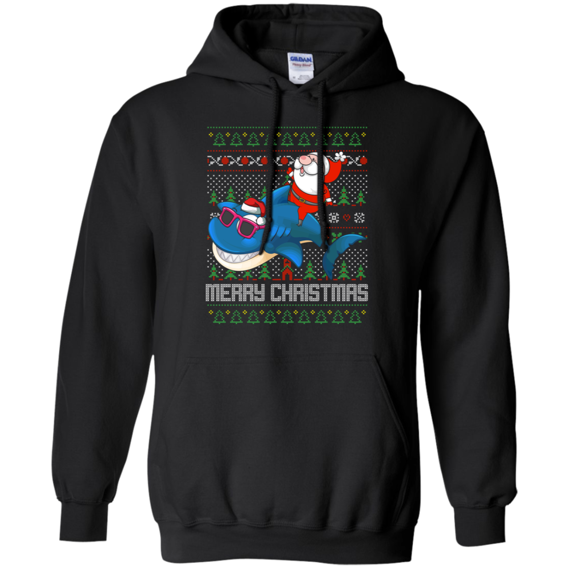 Santa Riding Shark Merry Xmas Gift Tshirt