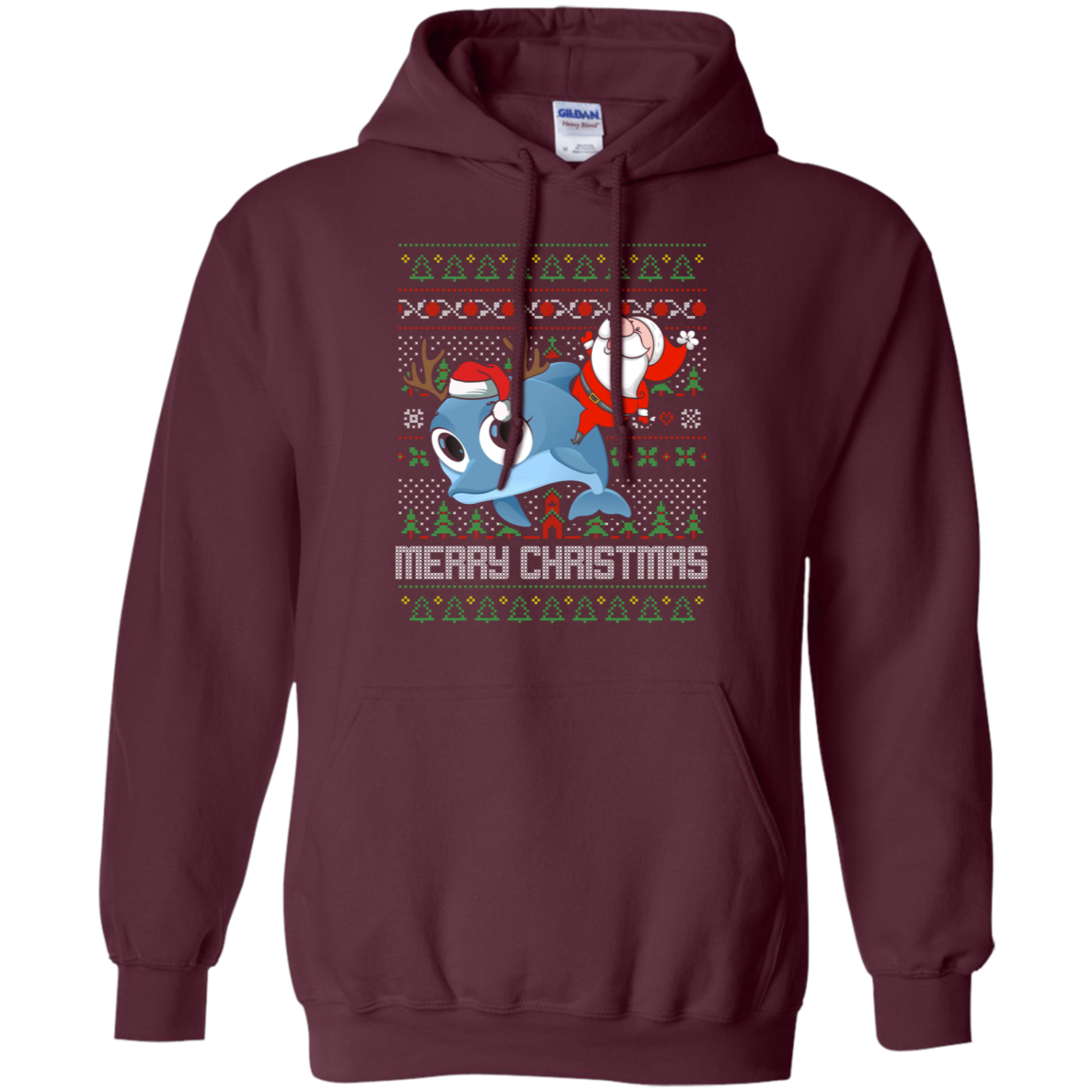 Santa Riding Dolphin Merry Xmas Gift Tshirt