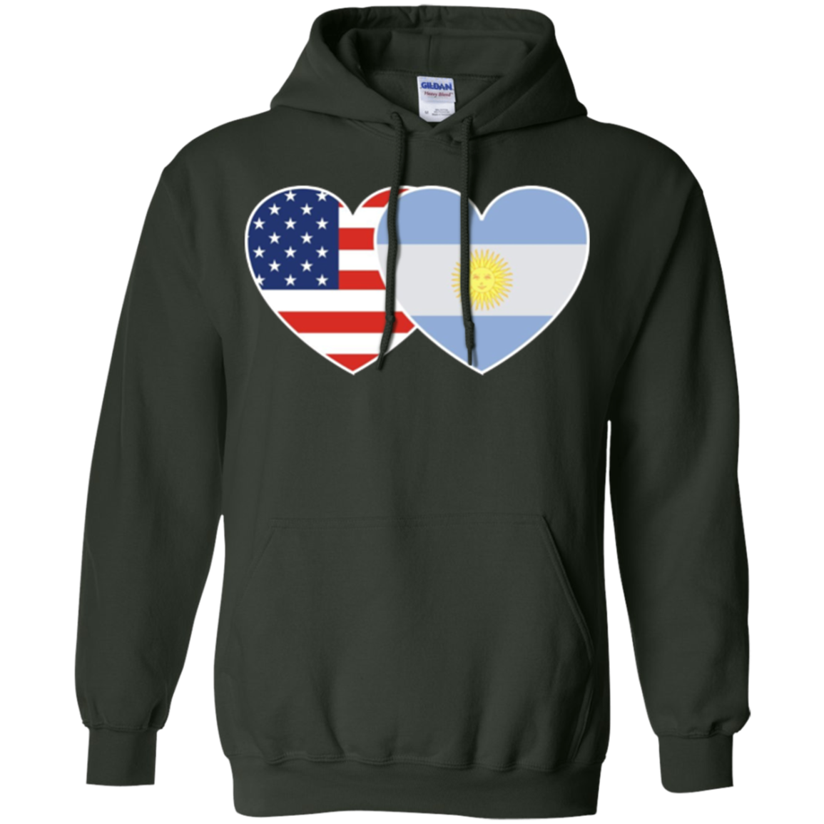 ARGENTINA USA Flag Twin Heart TShirt for Argentine Americans