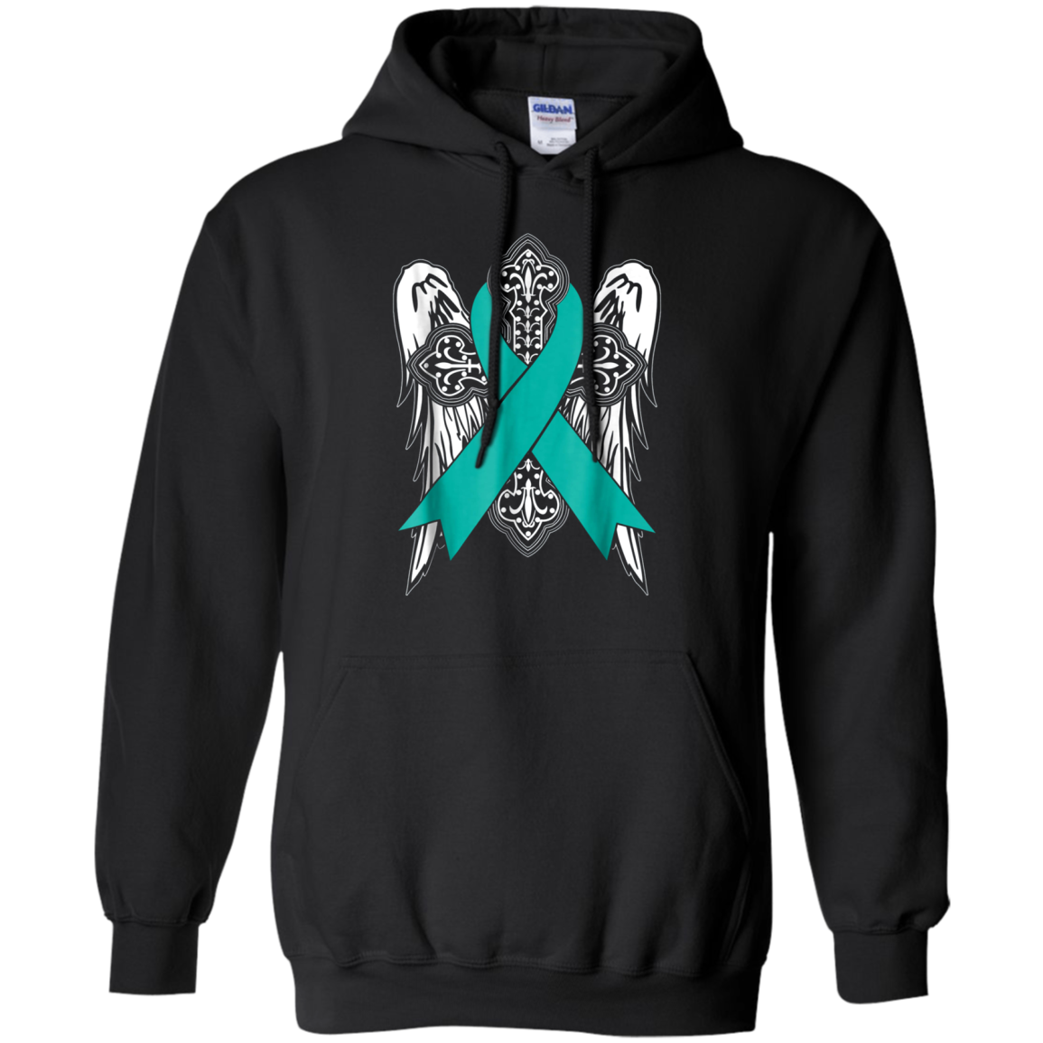 angel teal ribbon t shirt support ovarian cancer awareness