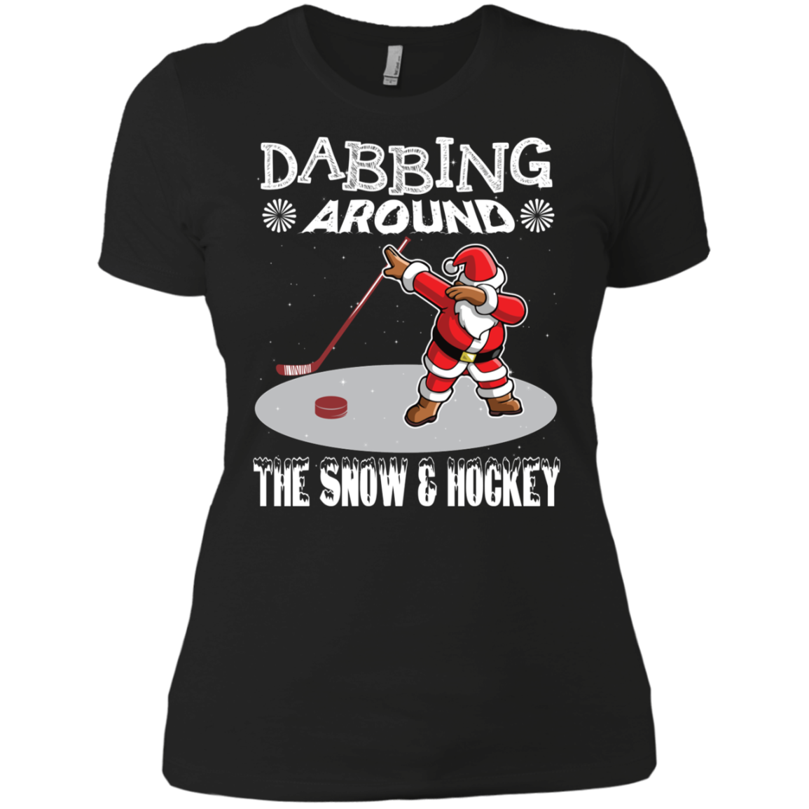 Santa Dabbing Around The Snow & Playing Hockey Fun Shirt