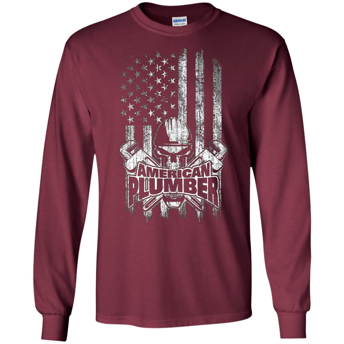 American Plumber T-Shirt Skull and Wrenches