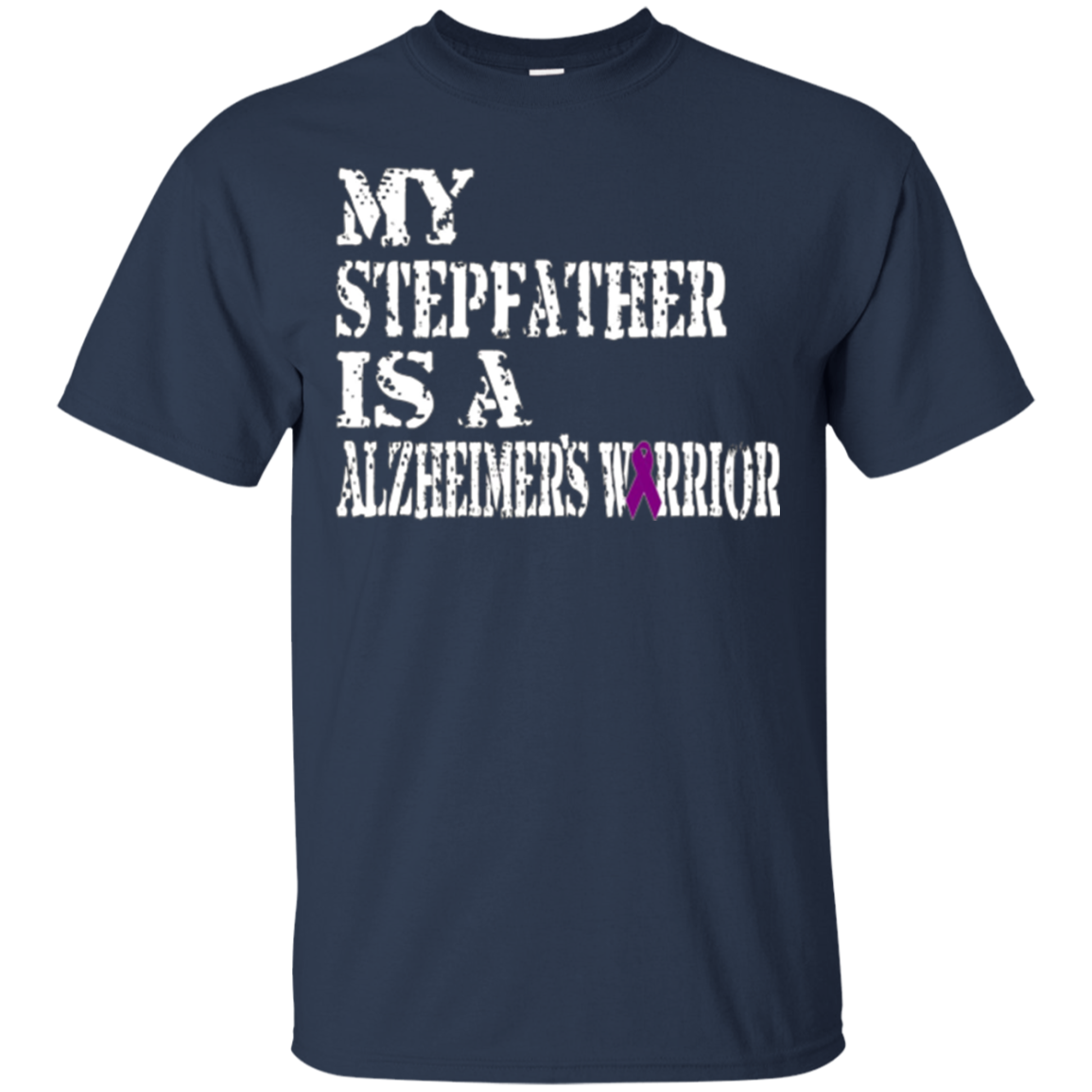 Alzheimer's Awareness Shirt For Stepfather Purple Ribbon Tee