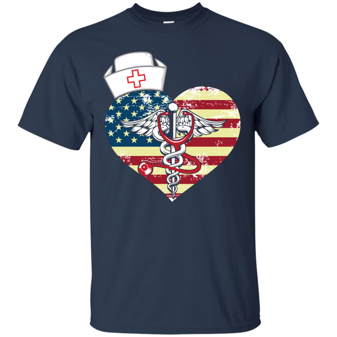 American Flag Nursing Heart National Nurse Week T-shirt