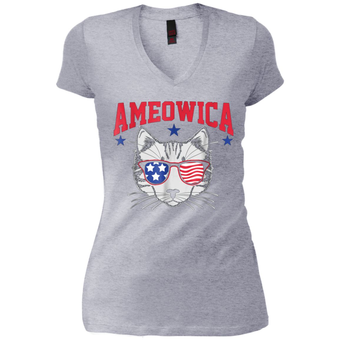 Ameowica Cat With Flag Sunglasses Funny 4th Of July T-Shirt
