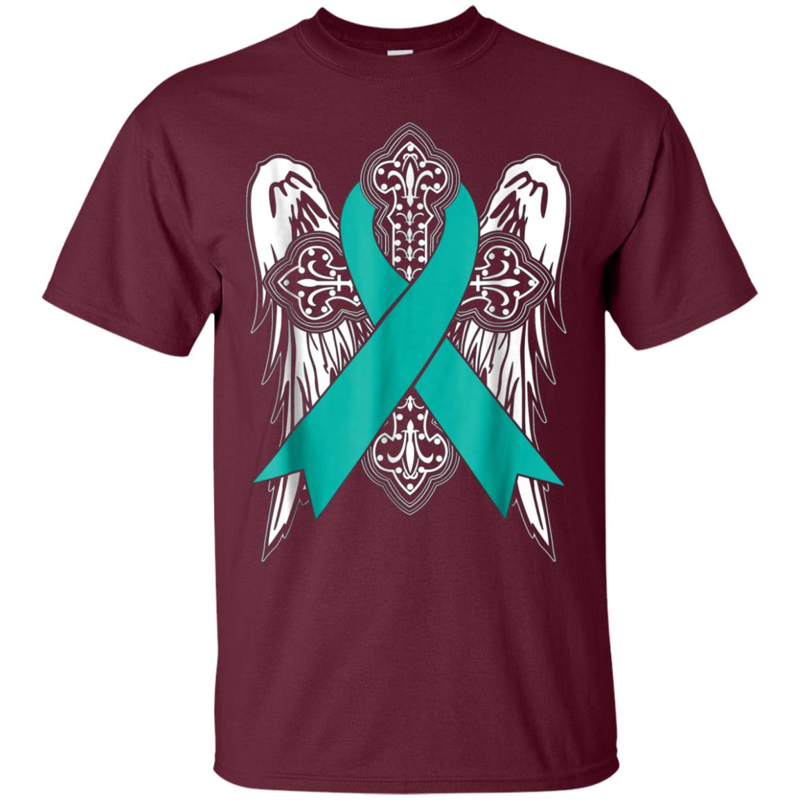 angel teal ribbon t shirt support ovarian cancer awareness