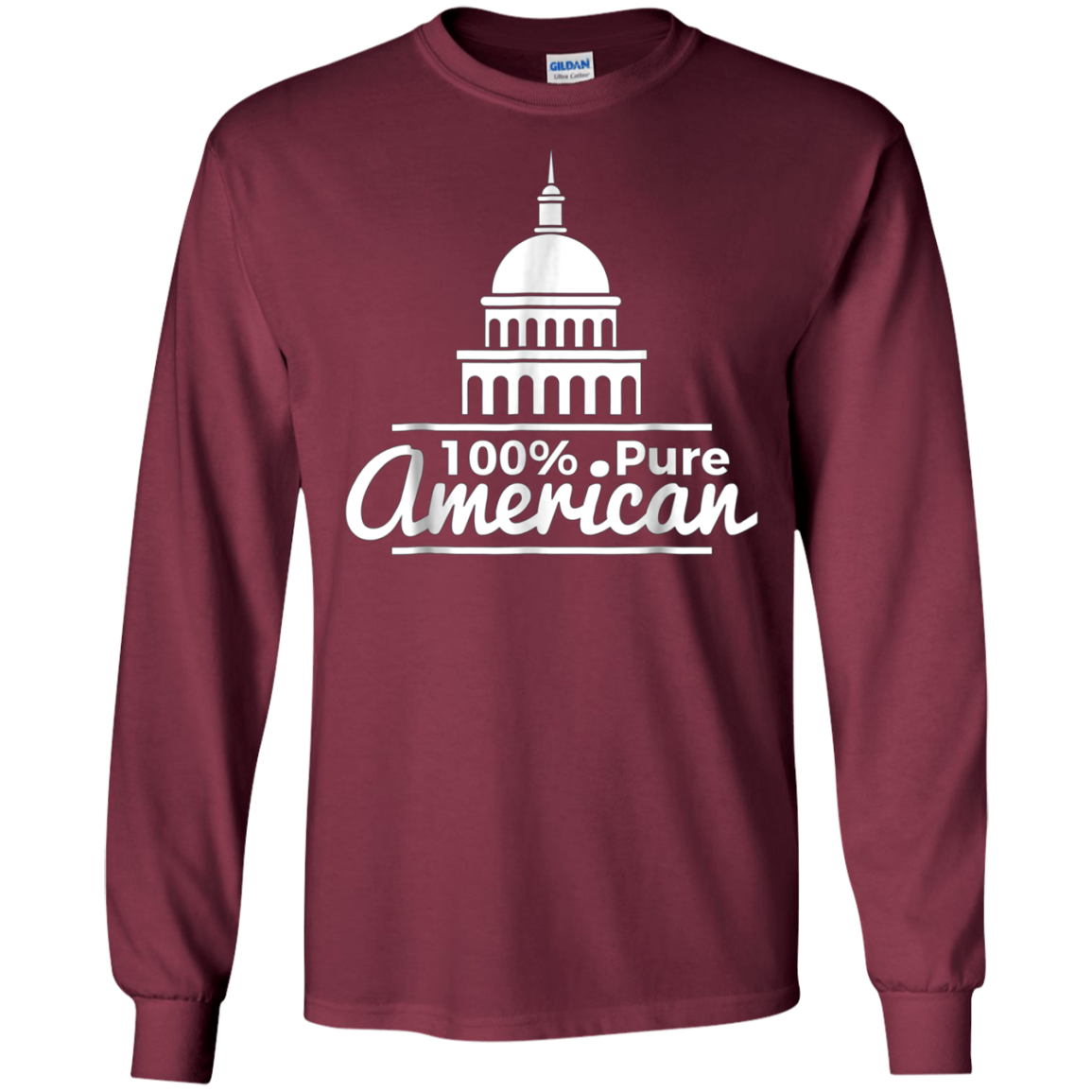 100% Pure American Proud Artwork T Shirt USA Citizen Gift