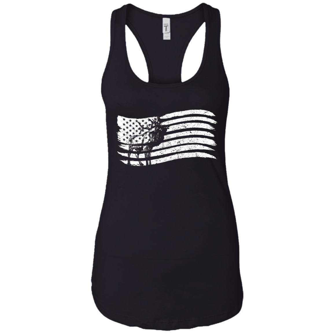 American Flag T-Shirt With Elk Vintage Look