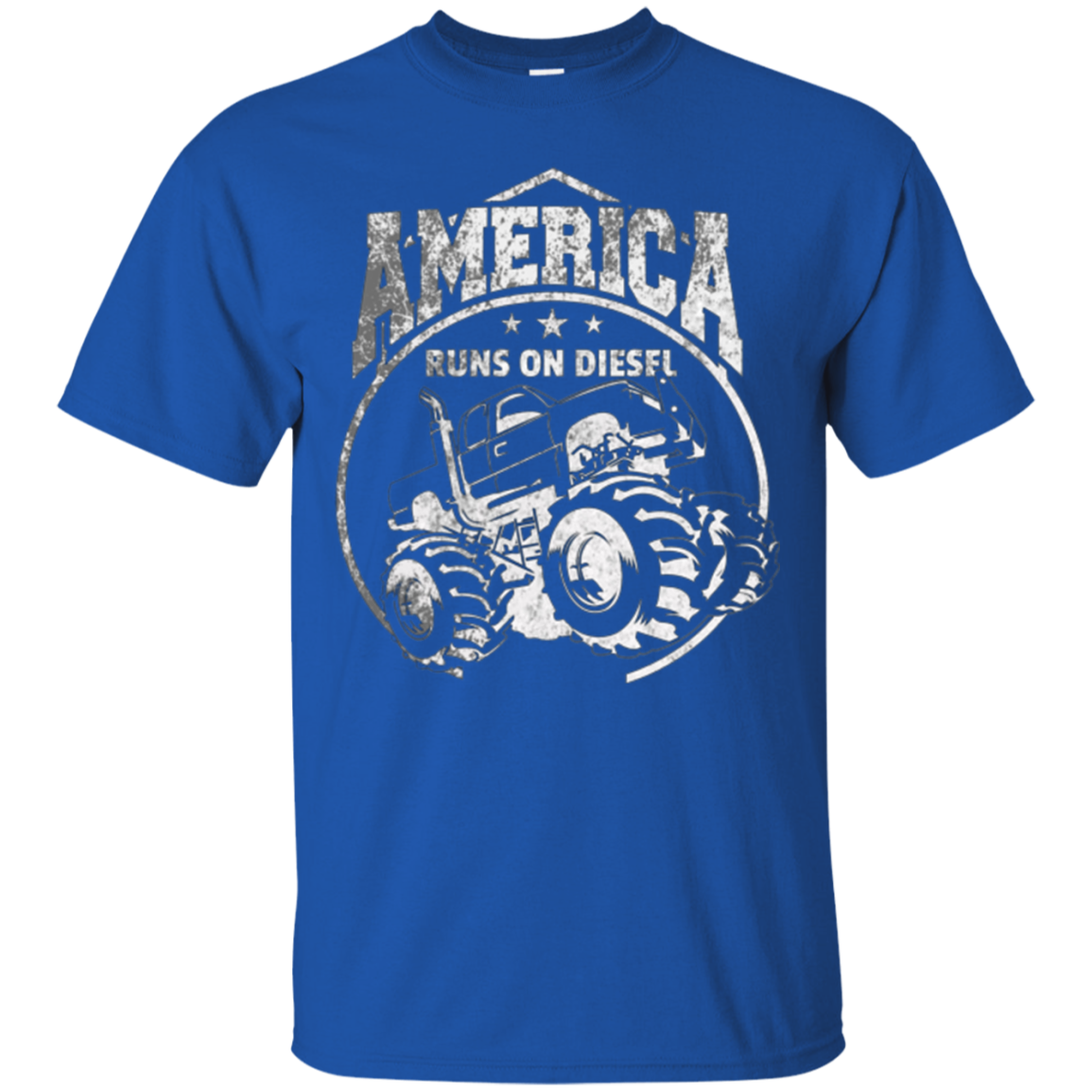 America Runs On Diesel Gear White Monster SUV Truck T-Shirt