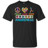 Image of Autism Awareness Peace Love Hope Puzzle Ribbon T-shirt
