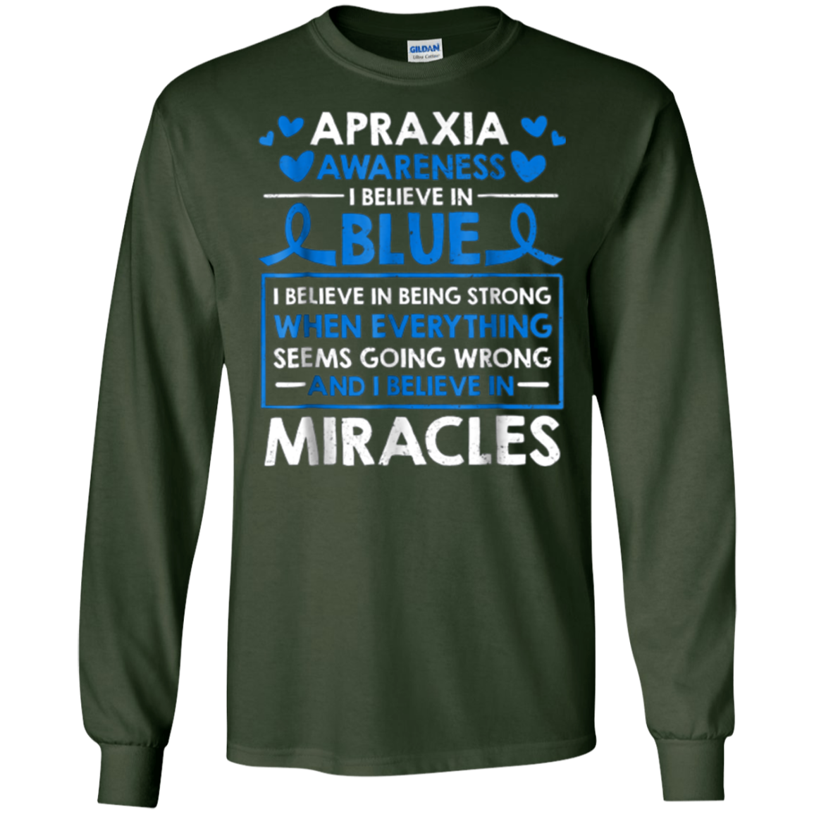 Apraxia Awareness I Believe In Blue Miracles T-Shirt May
