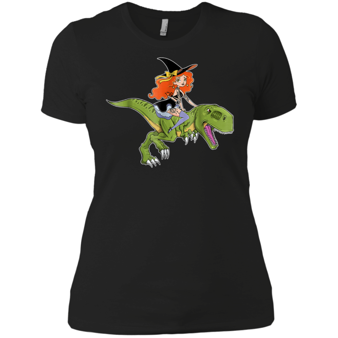 Witch Riding Dinosaur Halloween Costume Funny Gift Shirt