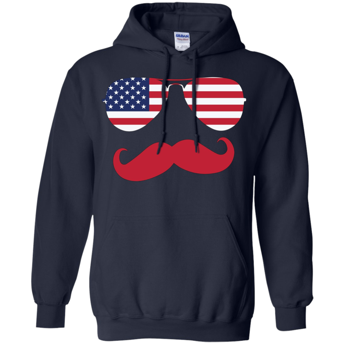 American USA Flag Aviator Sunglasses Mustache Merica T Shirt
