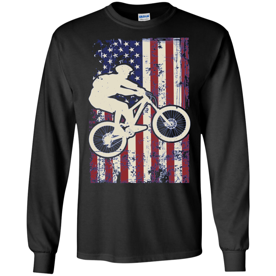 American Flag Mountain Biking Shirt Long Sleeve Bike Lover