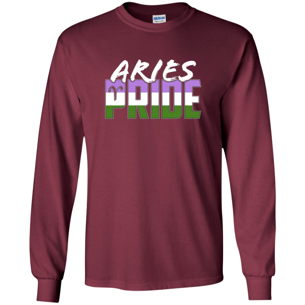 Aries Genderqueer Pride Flag Zodiac Sign Long Sleeve T-Shirt