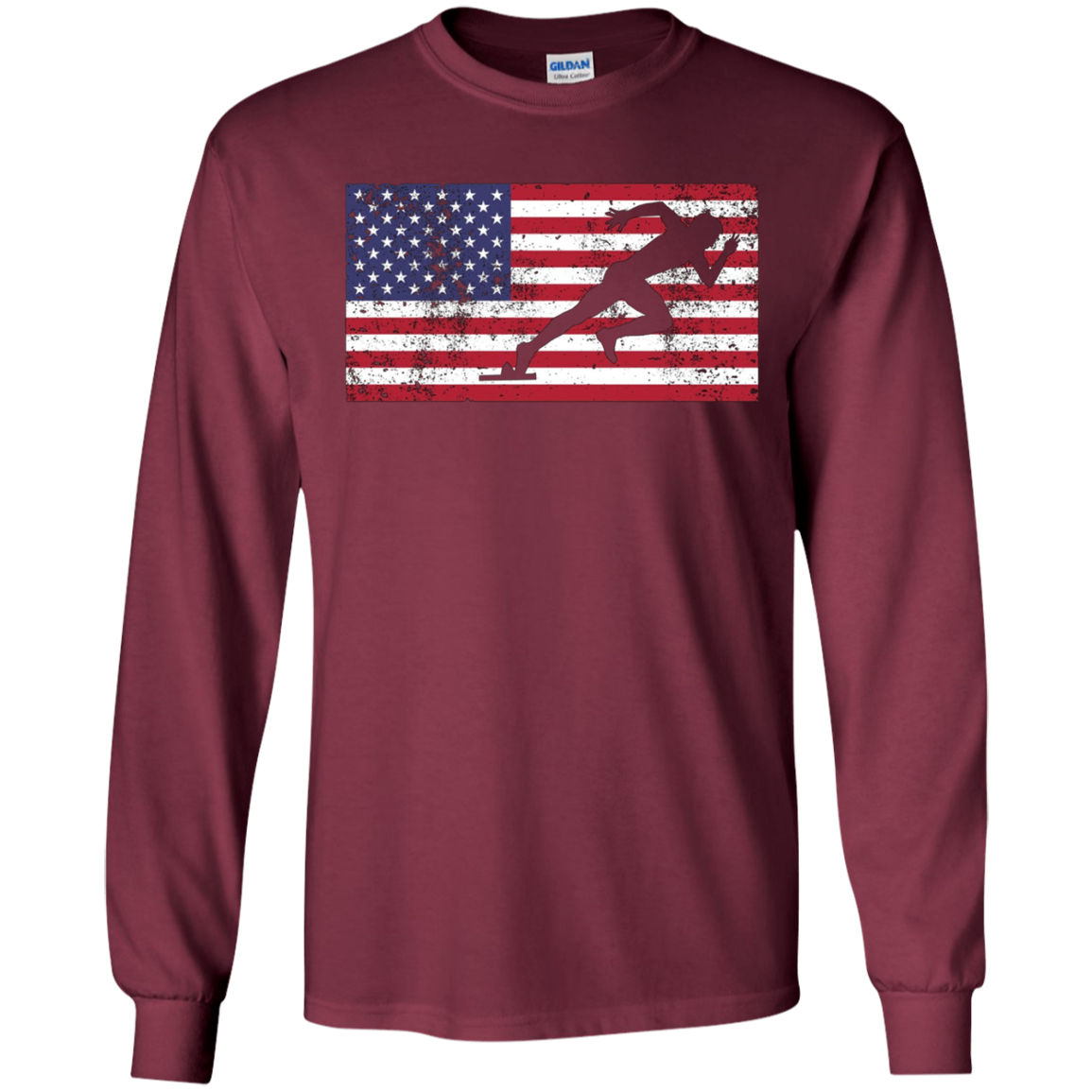 American Flag Runner Sprinter USA Patriotic T-Shirt Sport