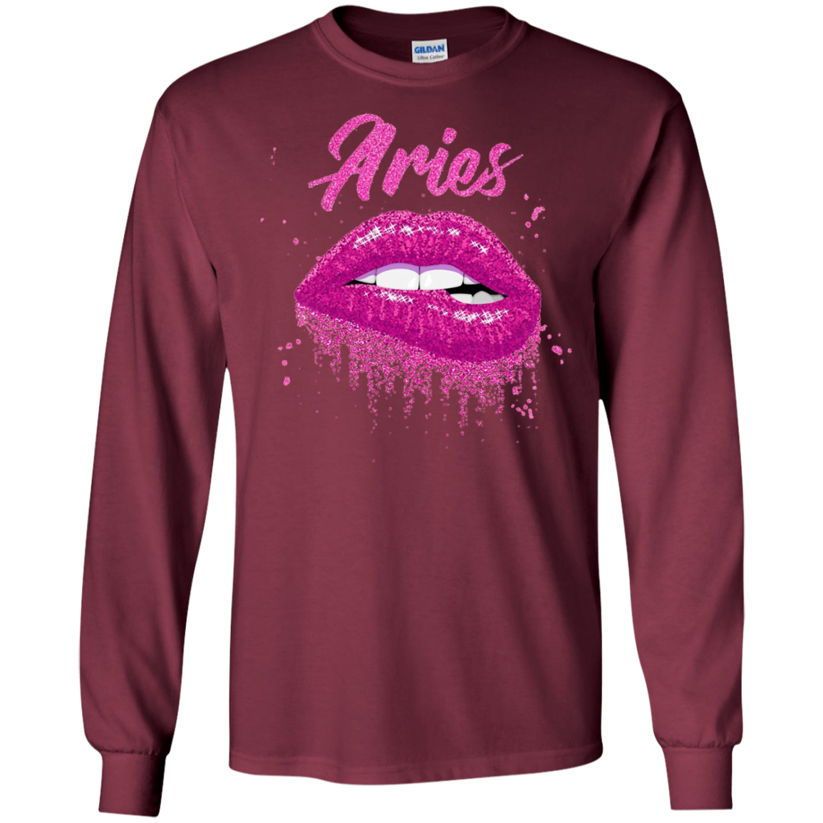Aries Zodiac Birthday Pink Lips T-Shirt for Black Women