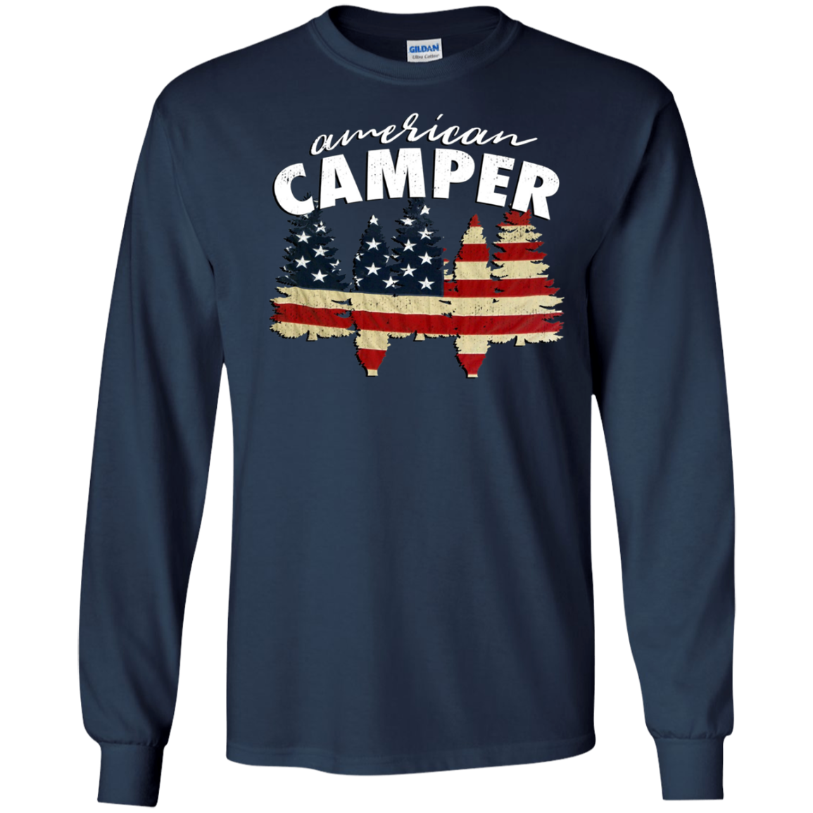 American Camper U.S. Flag Patriotic Camping T Shirt