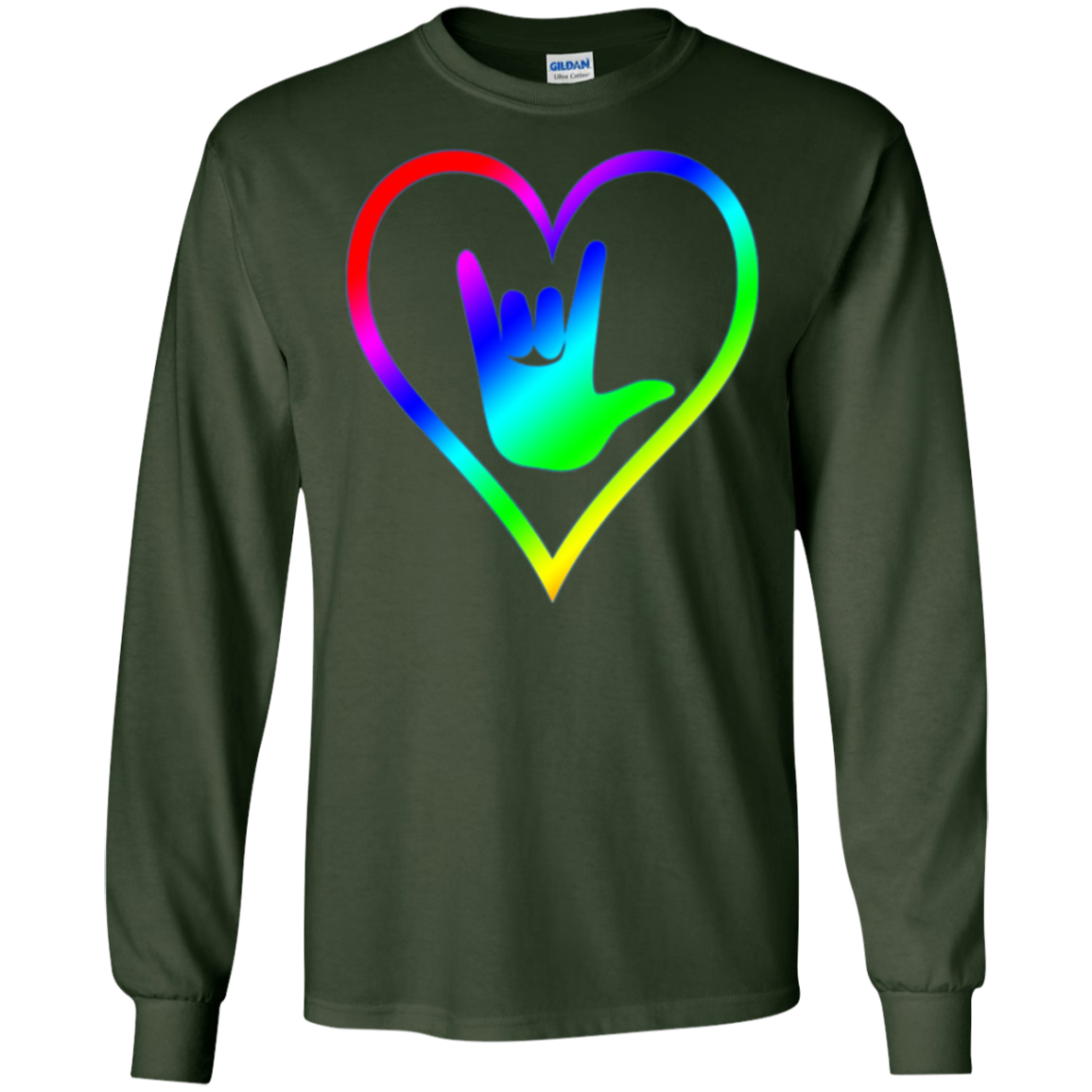 American Sign Language Tshirt I love you - Rainbow - Pride