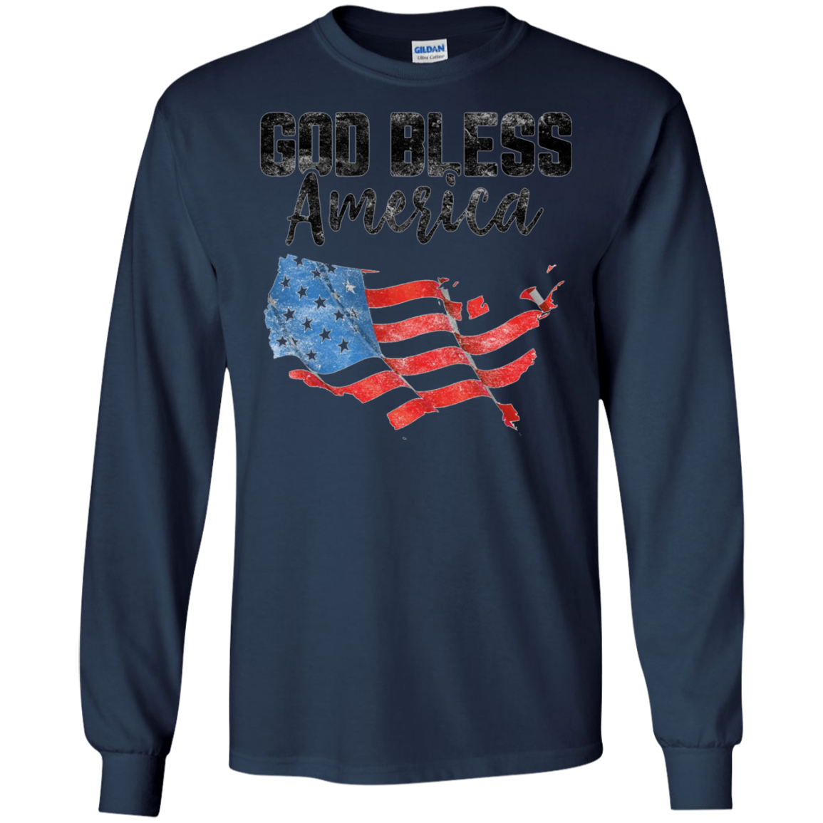 American Flag T-Shirt God Bless America 4th of July Tee Unis
