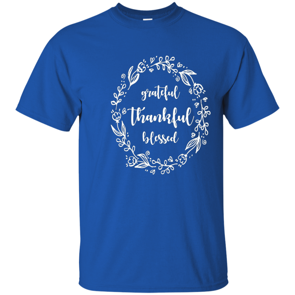 "Grateful Thankful Blessed " Floral Thanksgiving Fall Tee