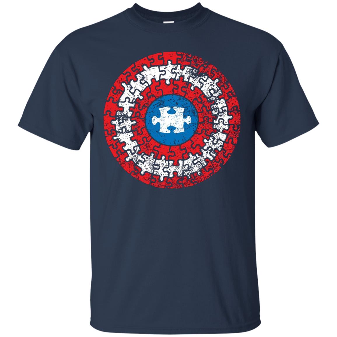 Autism Awareness Shirts Captain Autism Puzzle Shield T-Shirt