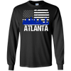 Image of Atlanta Skyline Distressed American Flag Long Sleeve Shirt