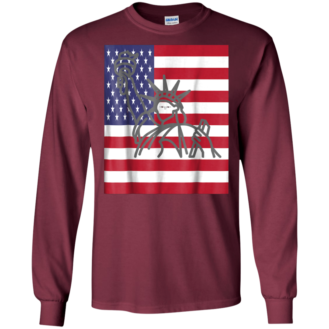 American Flag With Statue of Liberty