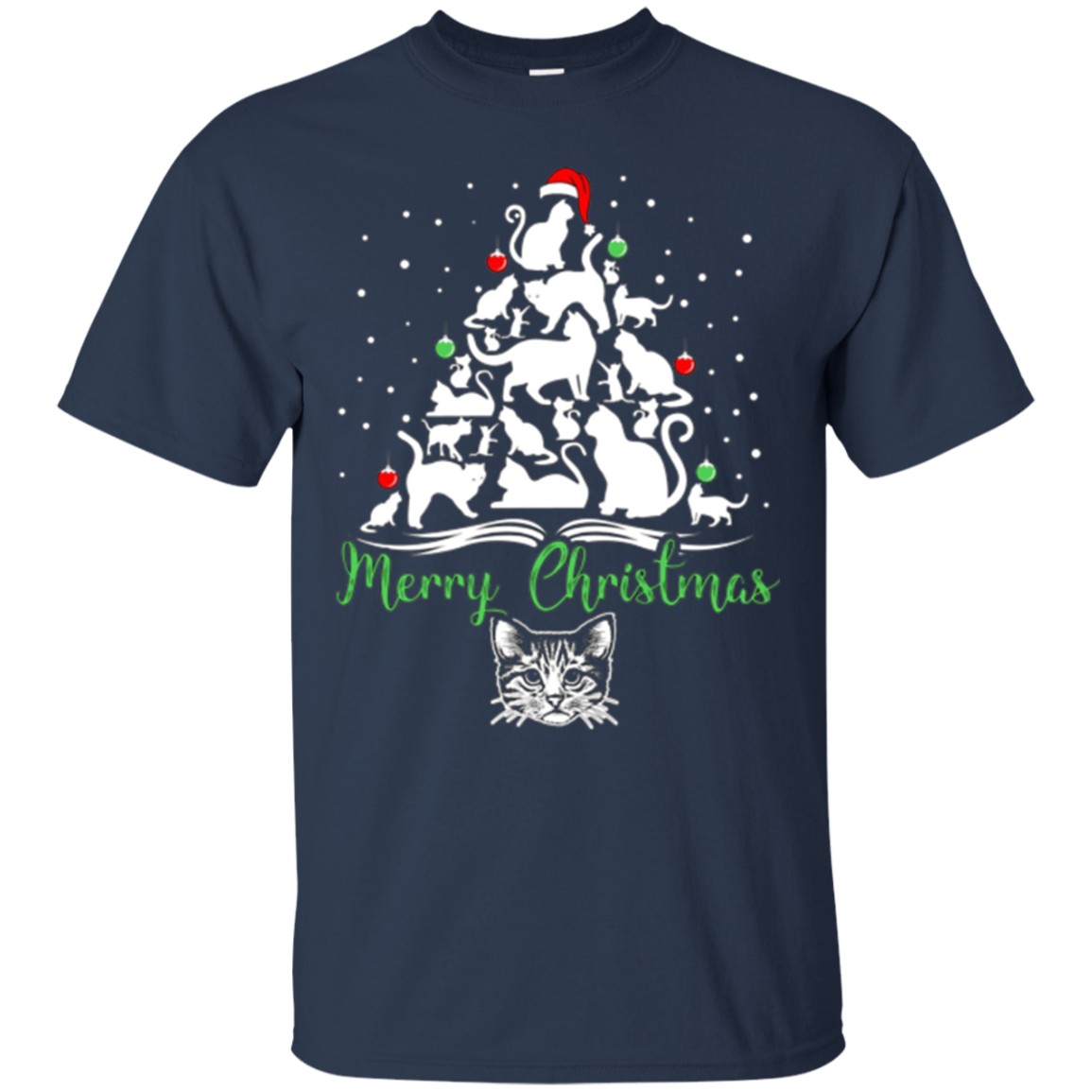 Christmas Tree Merry Christmas Cat Lover Gift T-shirt