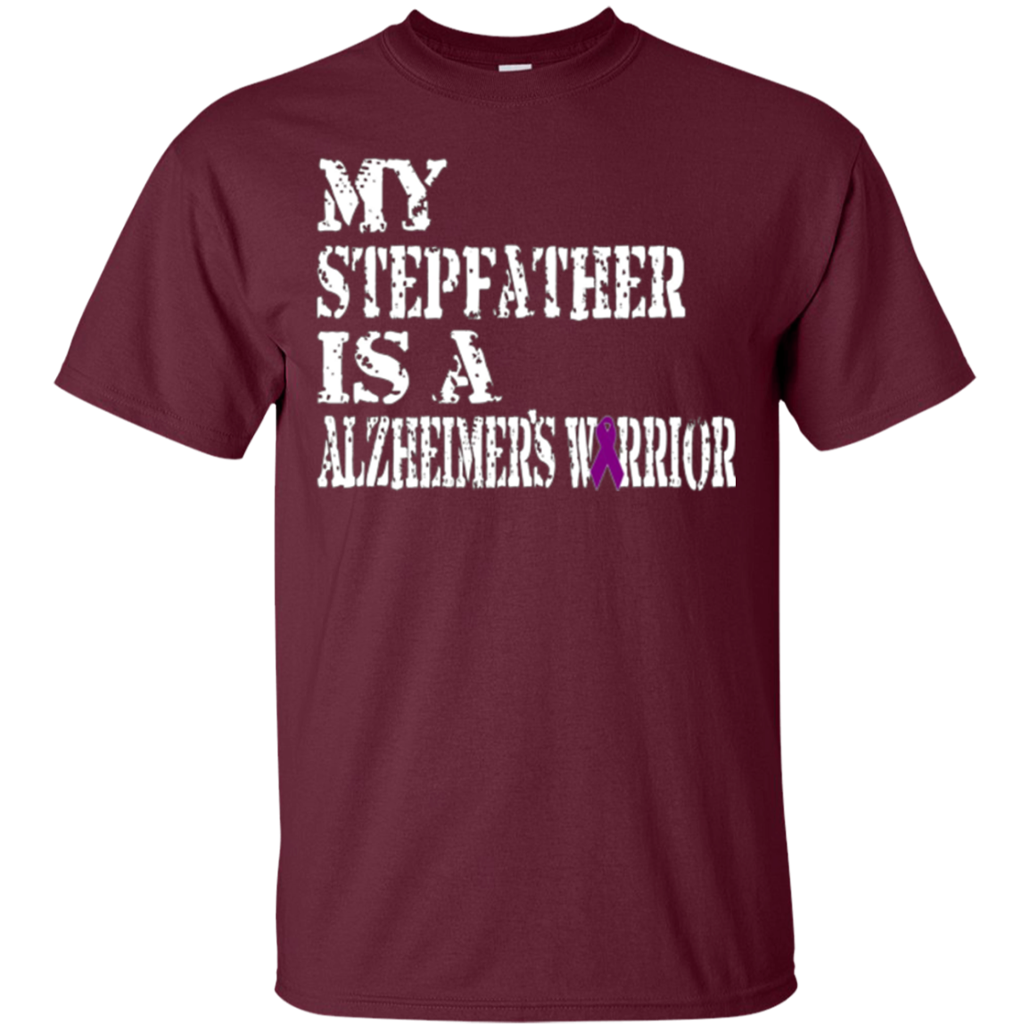 Alzheimer's Awareness Shirt For Stepfather Purple Ribbon Tee