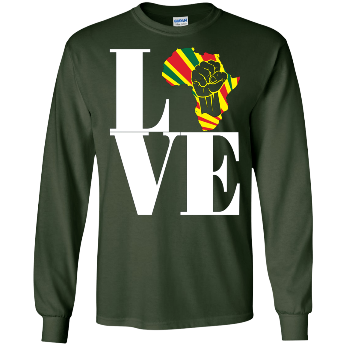 African black power map raised fist I love Africa t-shirt