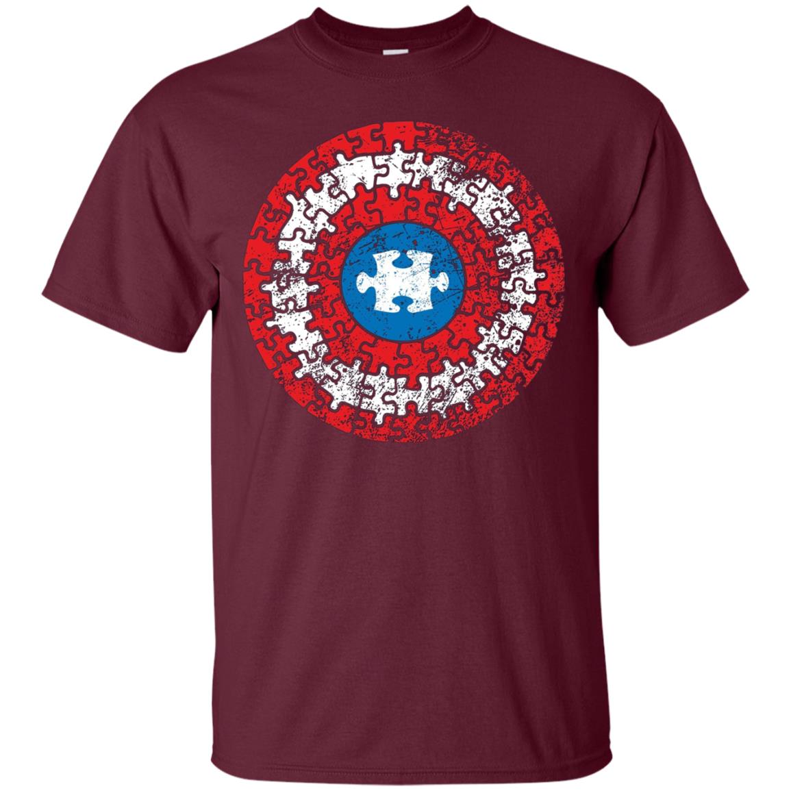Autism Awareness Shirts Captain Autism Puzzle Shield T-Shirt