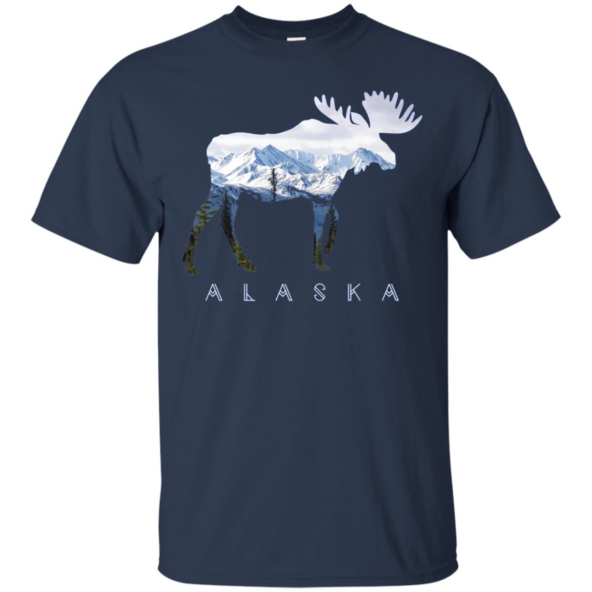 Alaska Day Moose Snowy Mountain Long Sleeve Shirt