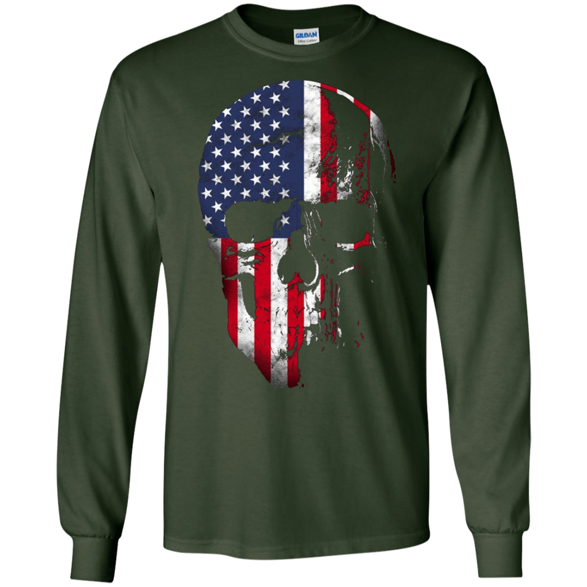 American Flag Skull Patriotic 4th of July T-Shirt