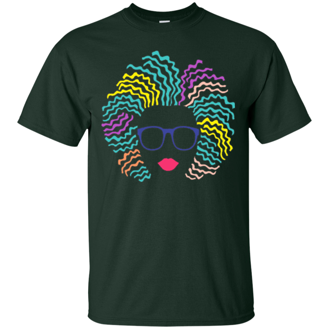 Afro Girl T-Shirt: Natural Hair & Glasses, Black Women Art