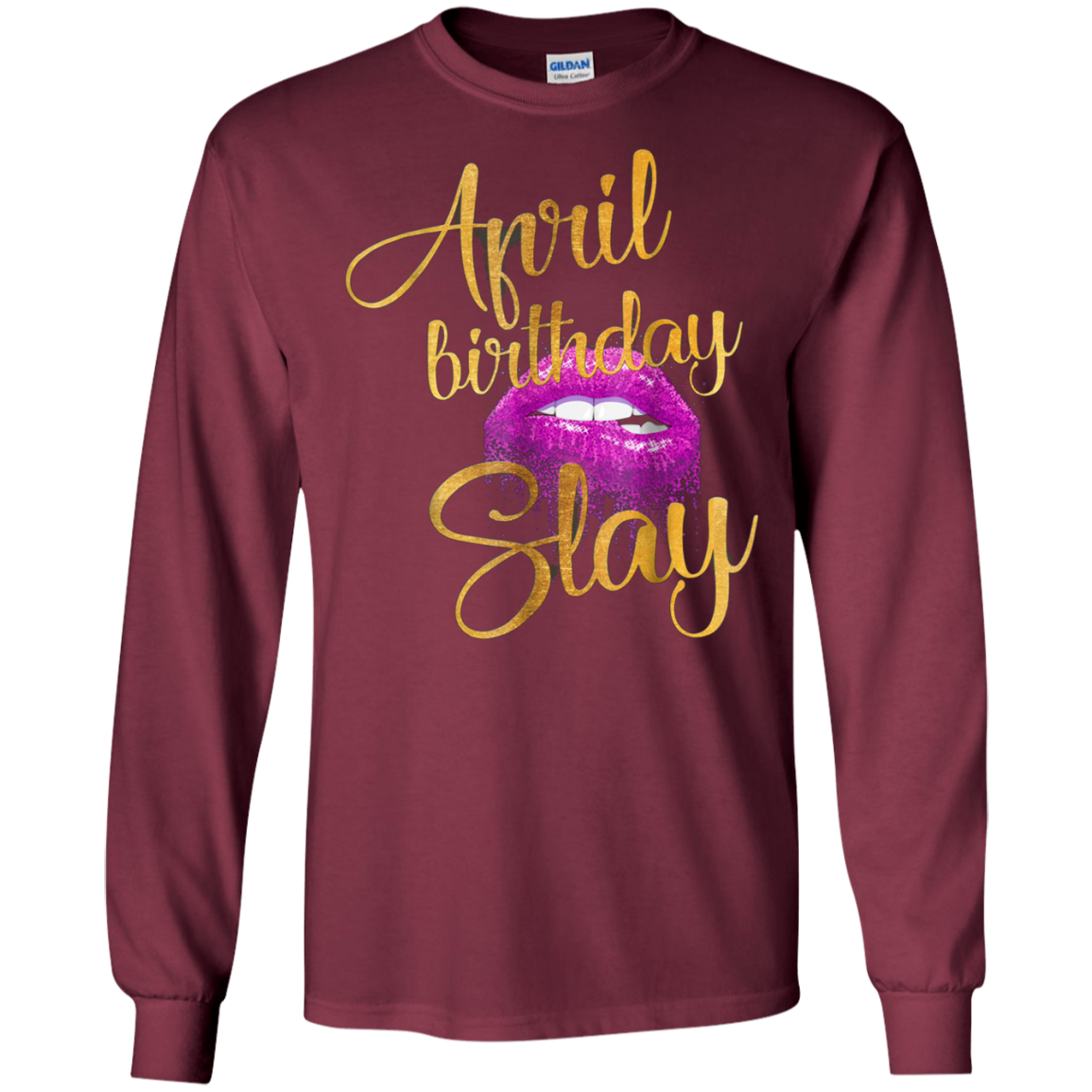 April Birthday Purple Lips Slay T-shirt Birthday Gift