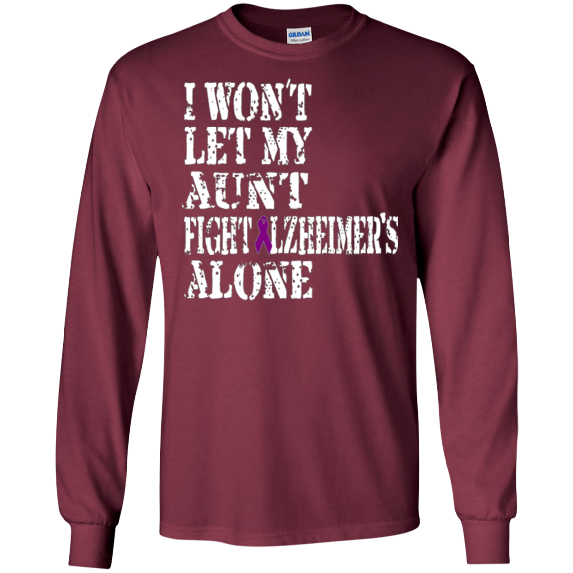 Alzheimer's Awareness T Shirt For Aunts Purple Ribbon Tee