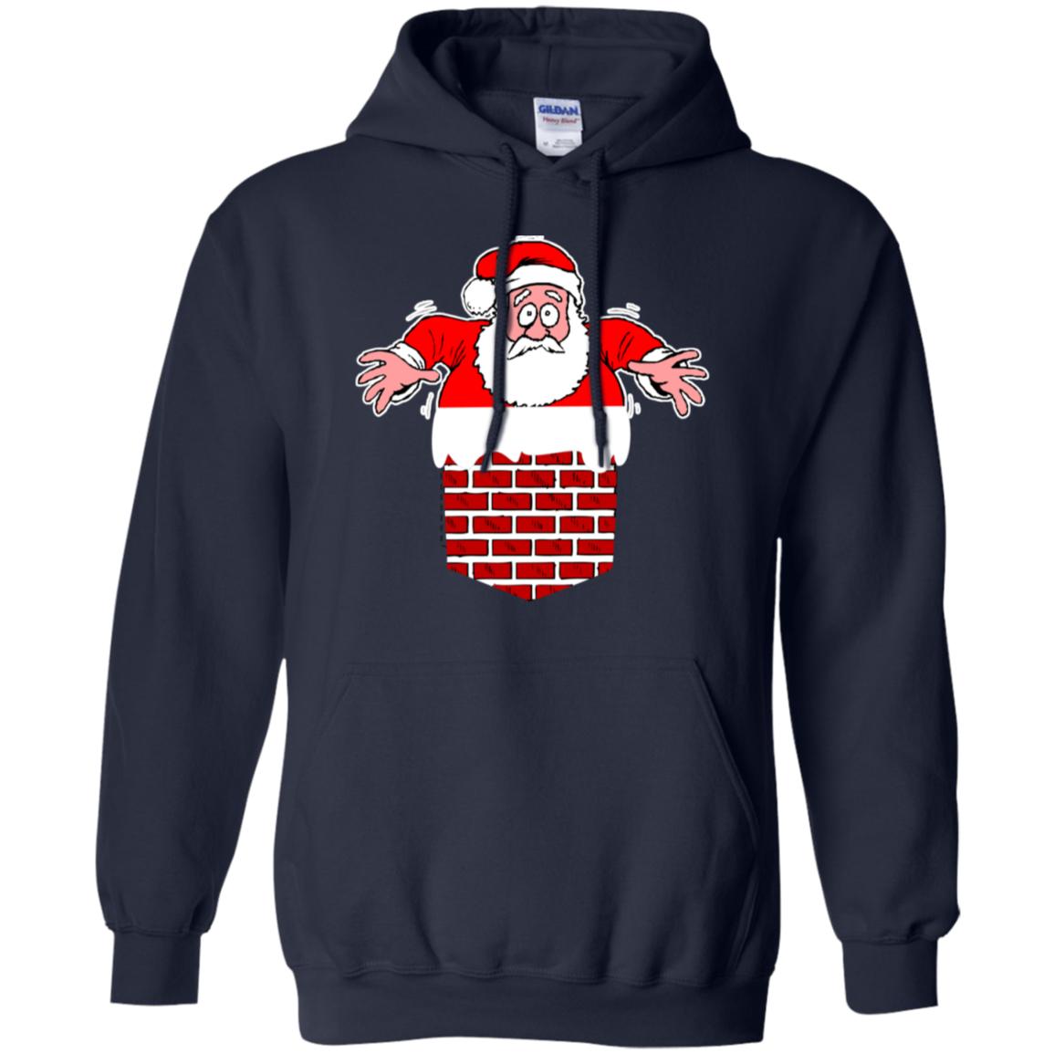 Santa Stuck In Chimney Christmas Pocket T Shirt Gift